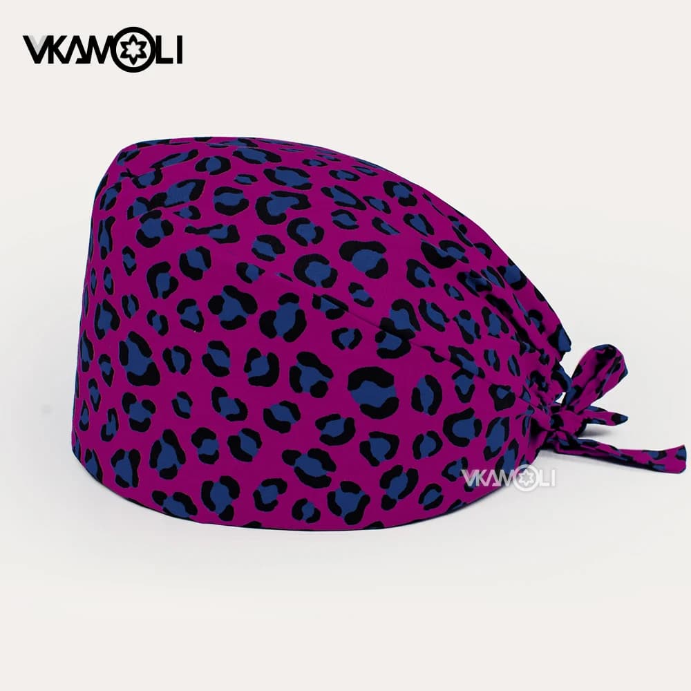 new Leopard print Scrub hat beauty salon scrubs cap laboratory surgeon cap nursing work hat medical Work Wear accessories