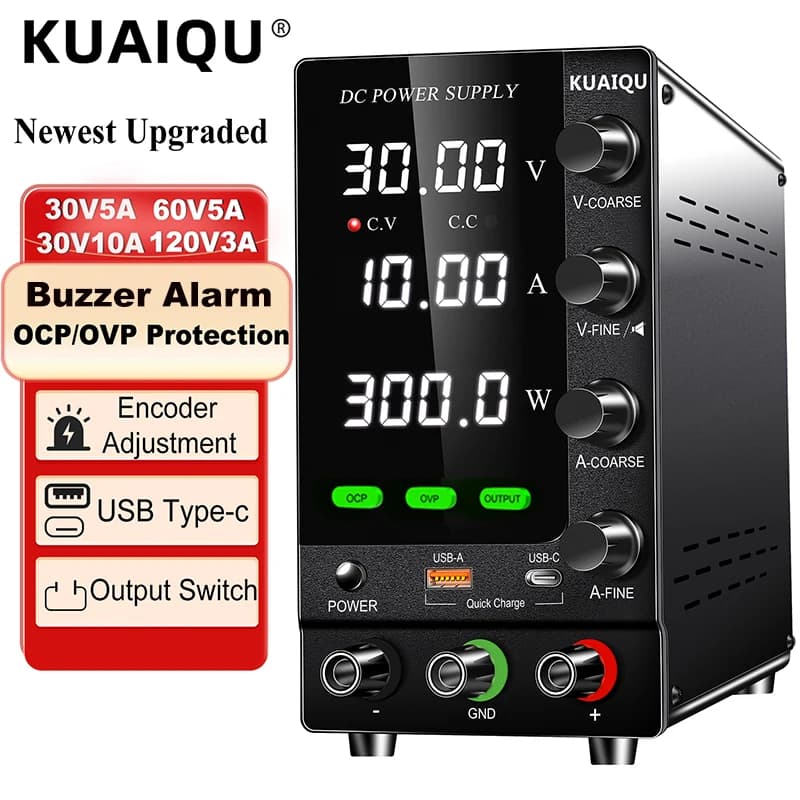 KUAIQU Upgrade Variable Adjustable Switching DC Power Supply 30V 10A Bench Power Supply Optional OCP OVP OUTPUT SPS-C3010