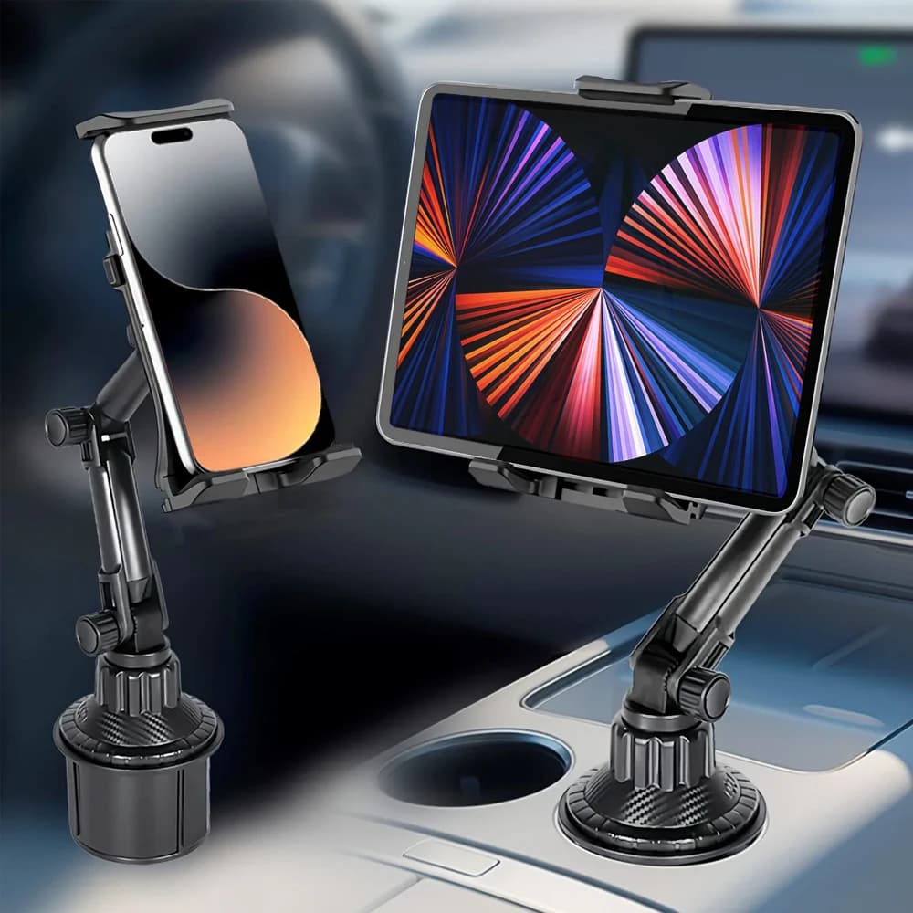Car Tablet Stand Cup Slot 360 Adjustable Smartphone Holder 270 Tilt Bar Triangular Base Ram Mount SUV Tools for Ipad Pro 11 Air