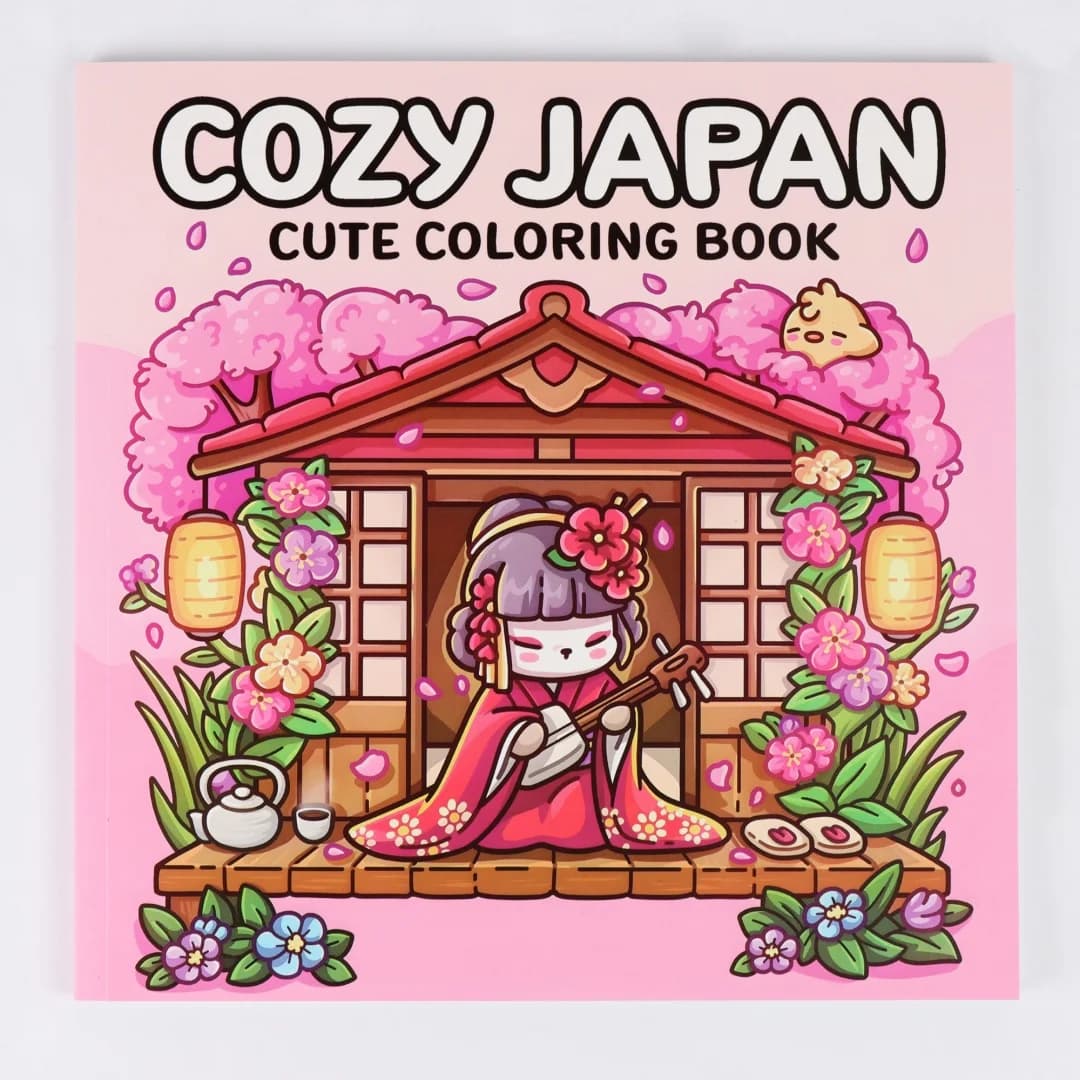 Cozy Japan: Cute Coloring Book for Adults and Teens with Charming Characters and Delightful Japanese Scenes for Relaxation