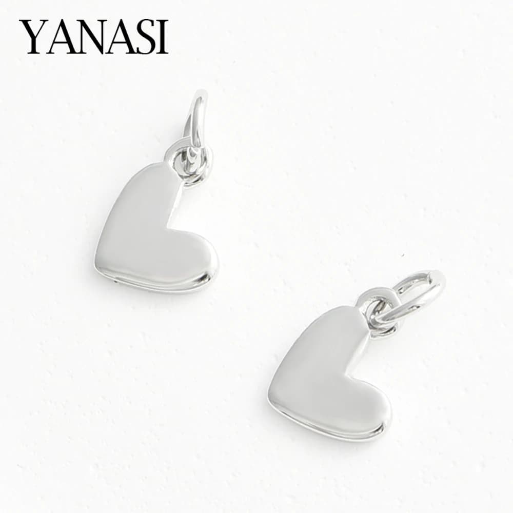 4PCS 9*9MM Heart Charms Pendants 18K Gold/Rhodium Color Brass Jewelry Making Materials Wholesale Accessories For Women