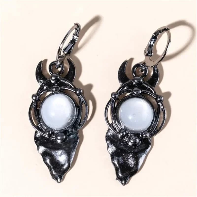 Witchcraft Black Arrow Labrador Pearl Earrings for Women 2023 New Witch Jewelry Labrador Pendant Earring Party Halloween Gifts