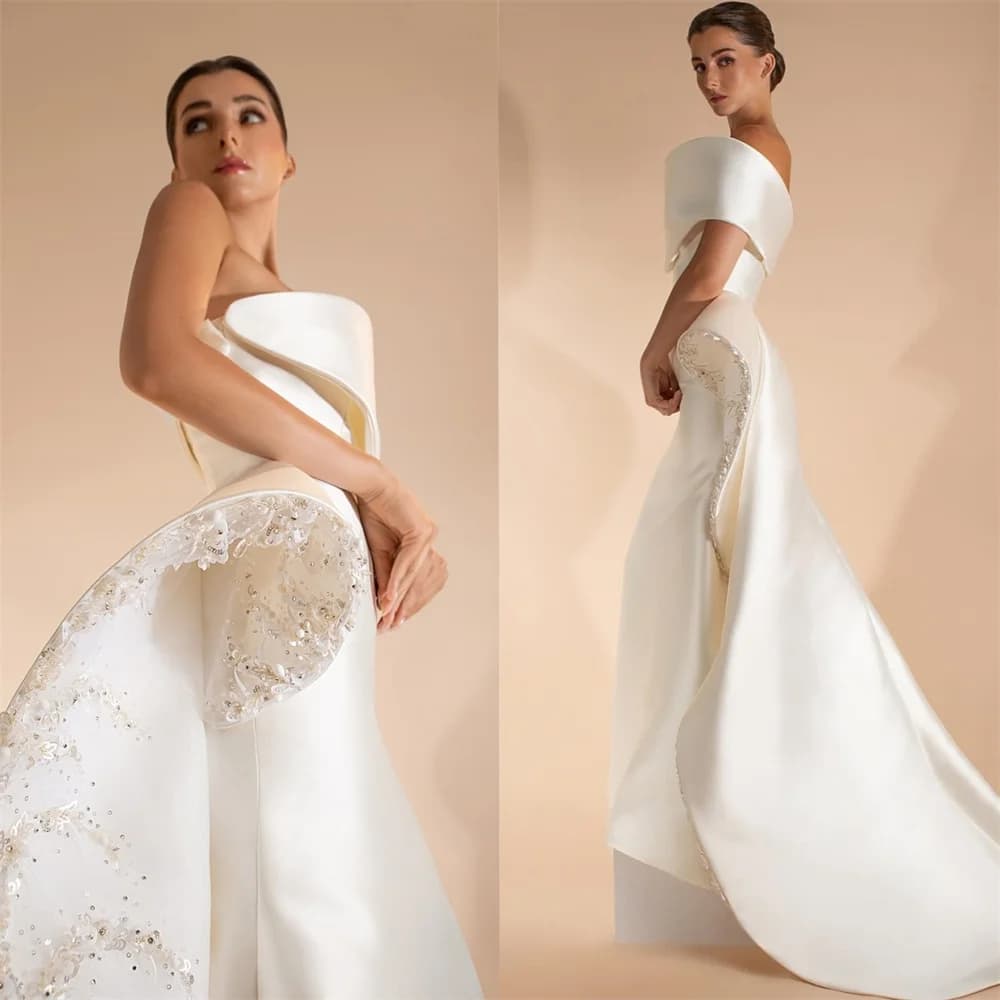 Customized Prom Dress Formal Dearin Asymmetrical Mermaid Floor Length Sequin Open Back Skirts Bead Bespoke Occasion Dresses Even