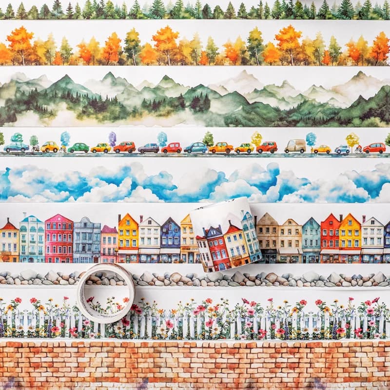 4Style 3Roll/pack Look at That View Series Tape Set for DIY Handbook Glass Mug Phone Case Journal Decoration