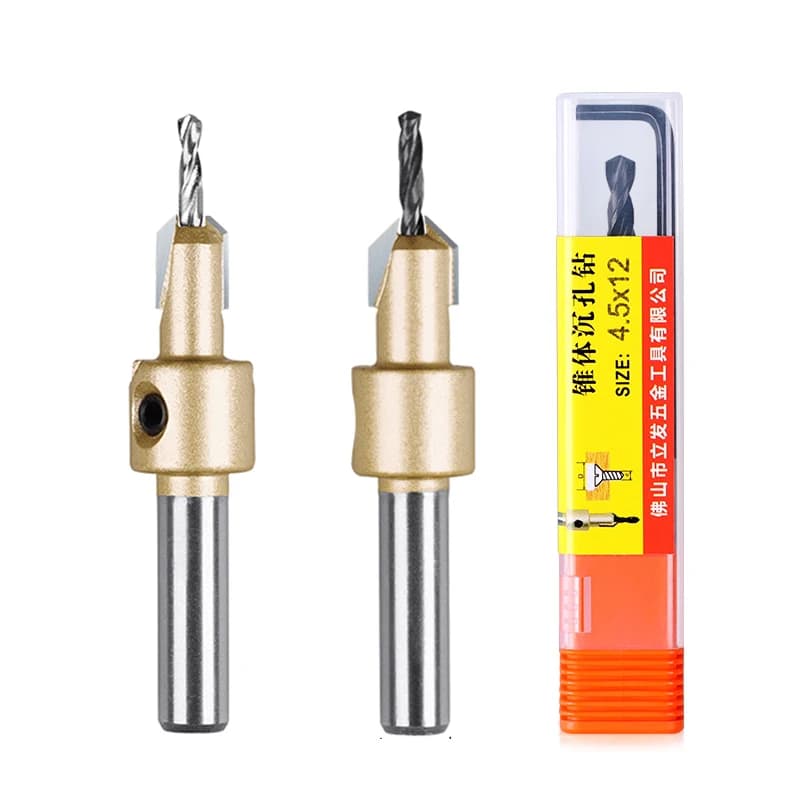 SONGQI Wood Countersink Drill Bit Round Shank HSS Drill Bit With Adjustable Chamfering Counter