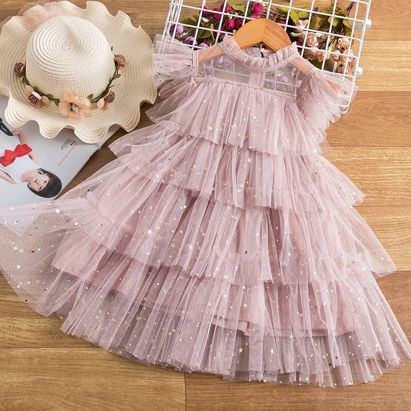 Toddler Girls Clothing Summer Sleeveless Floral Mesh Tutu Dress Baby Girl Casual Clothes Party Princess Dress Flower Girls Dress