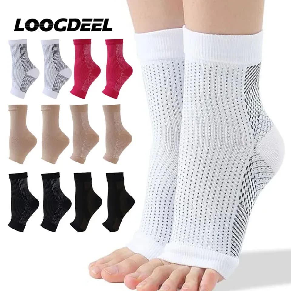 LOOGDEEL 1Pair Neuropathy Socks Ankle Brace Tendonitis Compression Sock Pain Relief Plantar Fasciitis Ankle Support Women Men