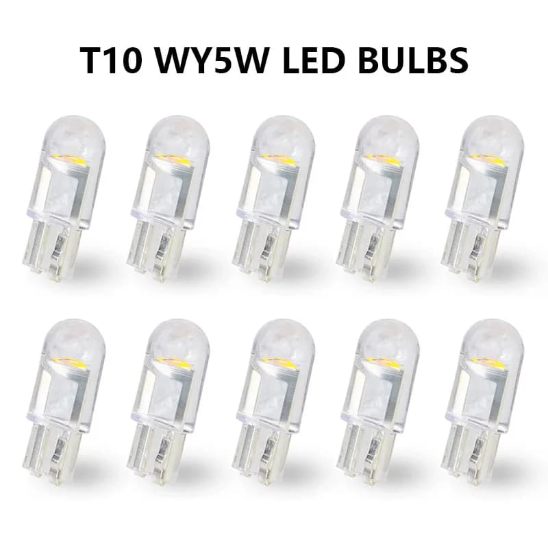 10PCS Car LED Bulb T10 W5W WY5W Signal Light White 12V Auto License Plate Lamps Reading Dome Lights Car Wedge Parking Lights