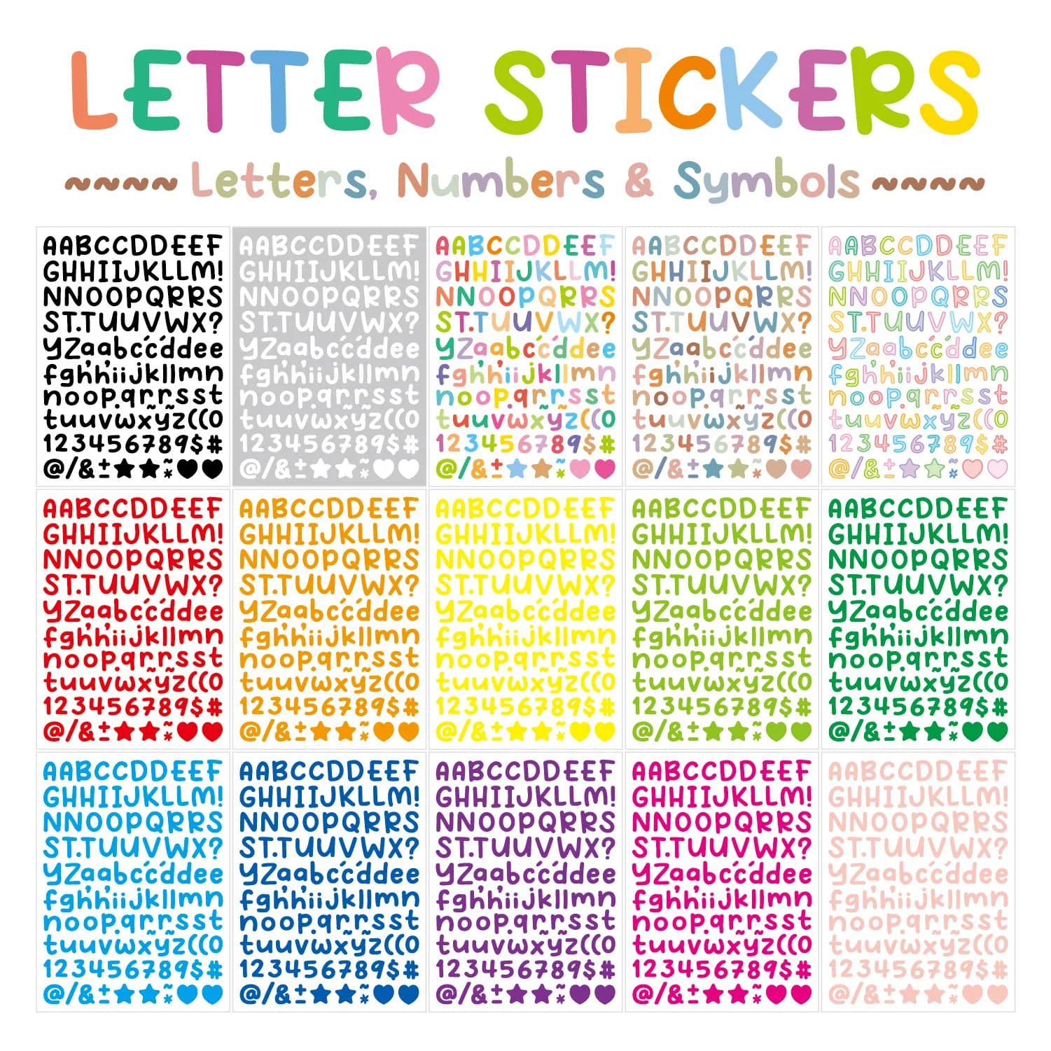 15 Sheets of 0.5inch Alphabet Stickers, Small Size Greeting Cards, Decorative Letter Stickers for Clipping Books