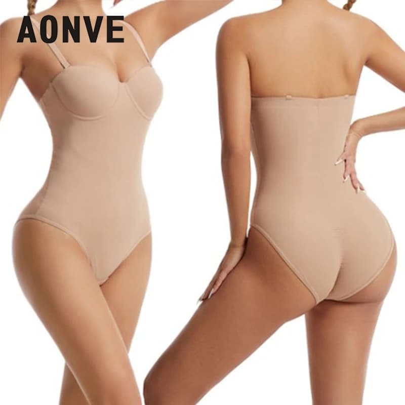 AONVE Sexy Bodysuit Tummy Control Slimming Butt Lifter And Shaper Push Up Shapewear Detachable Shoulder Strap Women Underwear