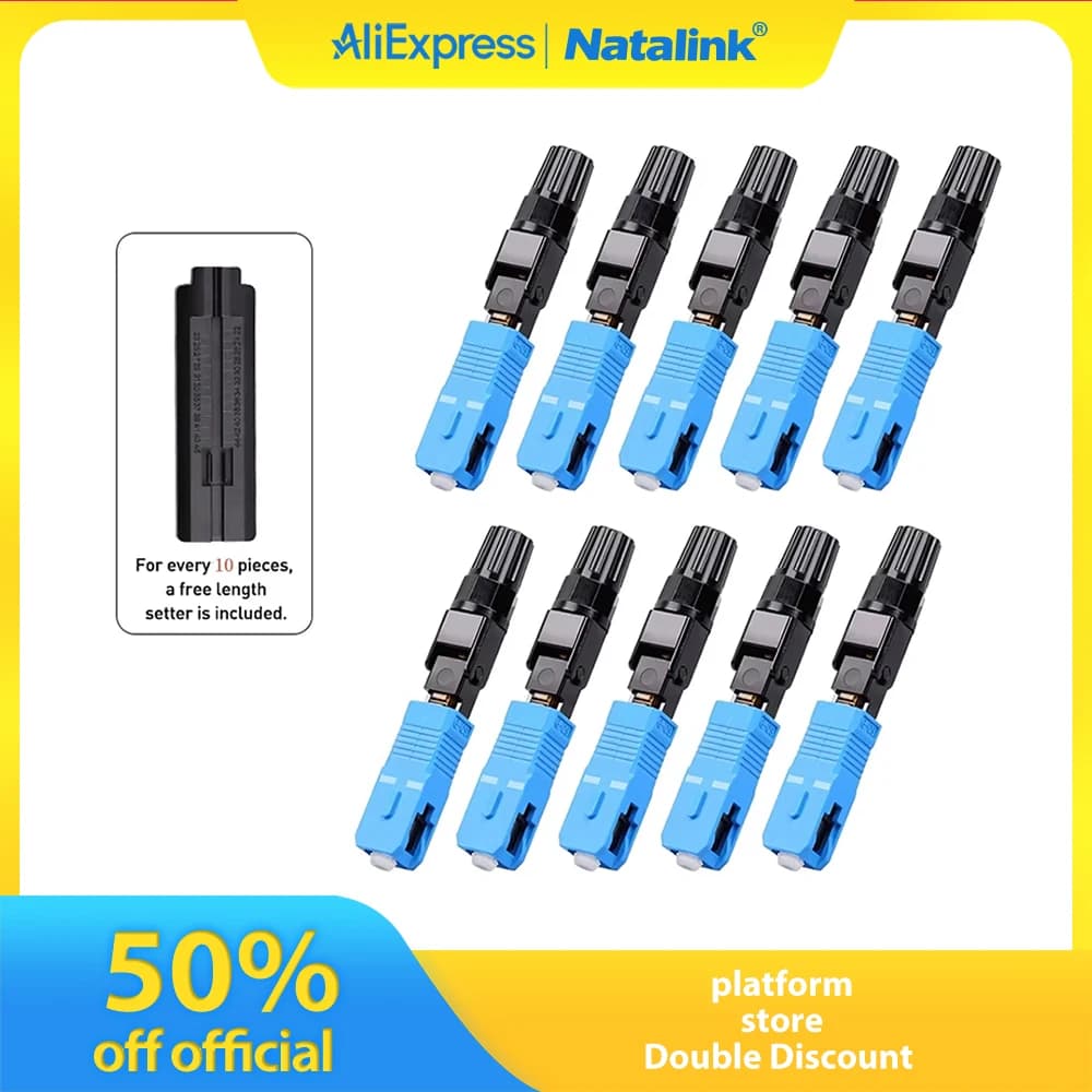 Natalink SC UPC Embedded Optic Fiber Quick Connector for FTTH Reusable Fusion Fiber Optical Cold Coupler Adapter Connect Tools