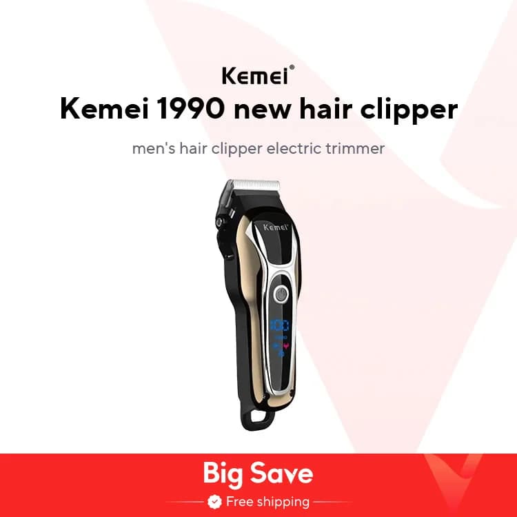 Kemei 1990 new hair clipper professional hair clipper men's hair clipper electric trimmer LCD display hair clipper Almighty set