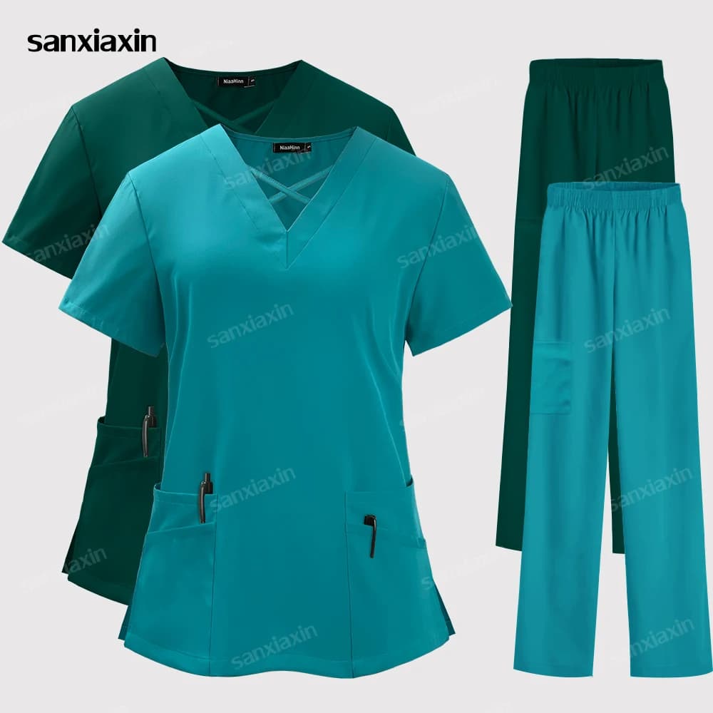 Medical Uniforms Nurse Beauty Salon Workwear Clinical Scrubs Tops Pants Doctor Nursing Suit Surgical Uniforms Woman Scrubs Sets