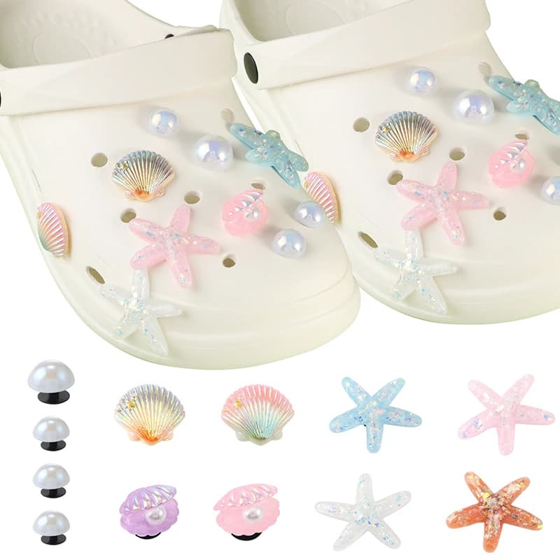 1Set Hole Shoes Summer Shoe Starfish Pearl Shell Decorative Buckle Accessories Removable DIY Decor Gift