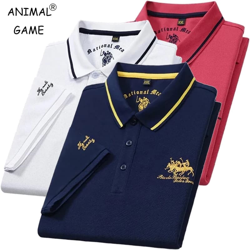 Summer Mens Short Sleeve Embroidered Polo Shirts Breathable Lightweight Shirt Luxury Top Casual Lapel T-shirt Men T Shirt Homme