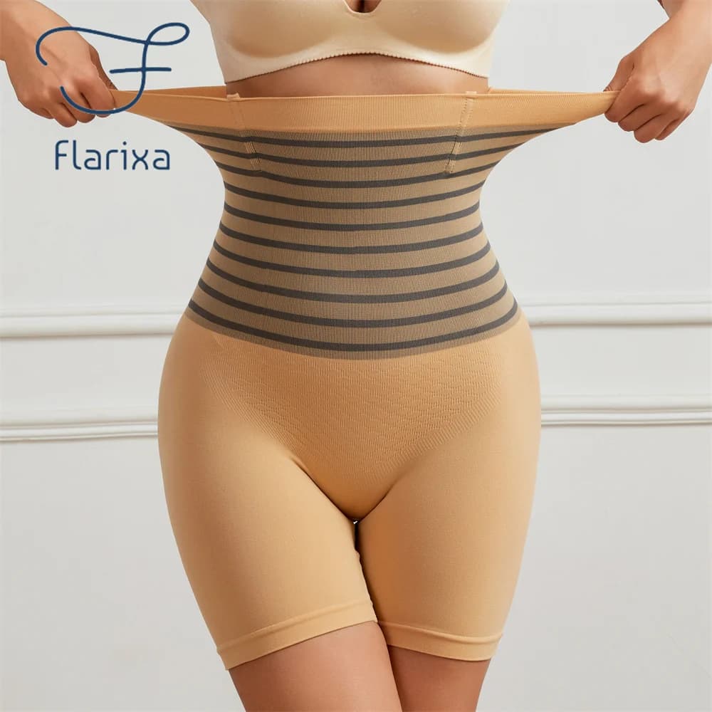 Flarixa High Waist Flat Belly Panties Women Tummy Control Shaping Boxer Safety Shorts Slimming Underwear Waist Trainer Shapewear