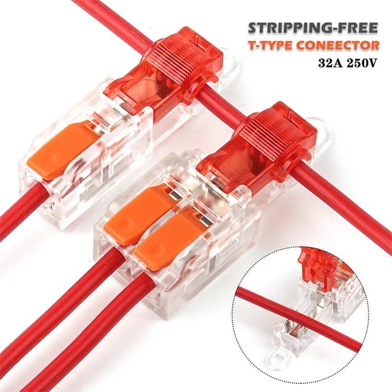 T-Type Stripping Free Wiring Connector With Fixing Hole Quick Branch Splice Junction box lever Wire connector 32A