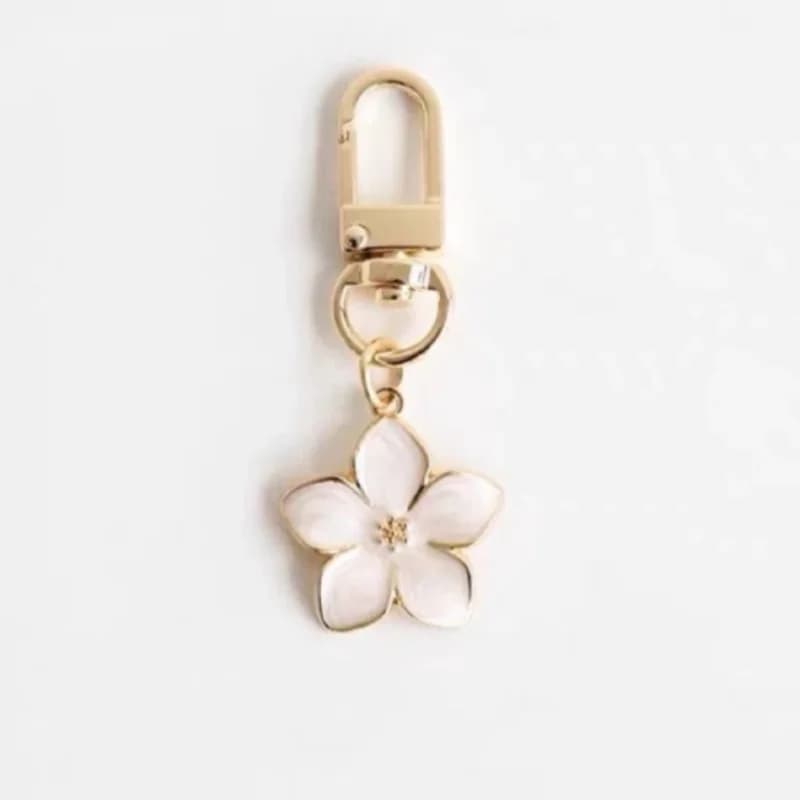 White Pear Blossom Keychain Cute Accessories Keychain Couple Matching Keyrings Pendant Wholesale Items For Boutique