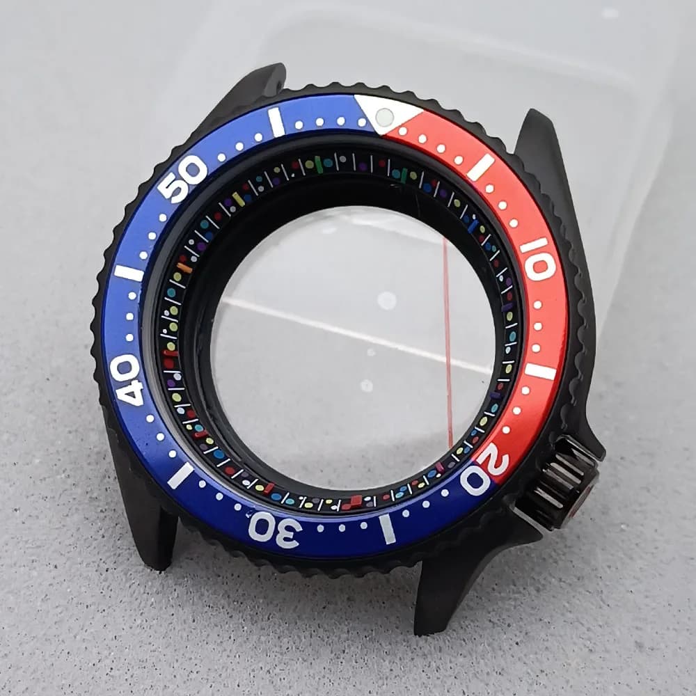 NH35 Case 42mm Watch Silvery/Black Case collocation Aluminum Bezel FIT NH35 NH36 Dial watch case Sapphire Plane Glass 22mm Strap