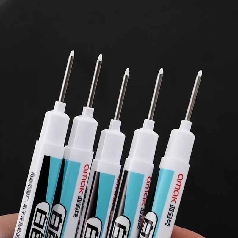 5/10PCS/Set 0.7mm 20mm Long Nib White Marker Pens Multi-Purpose Deep Hole Quick-drying Carpenter Oily Pen for Bathroom Wood