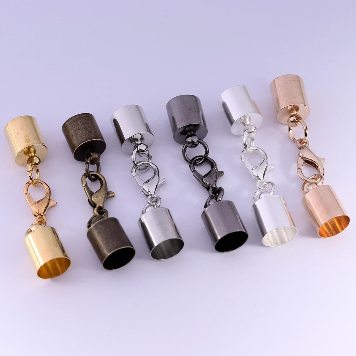 10Pcs Lobster Clasps Hooks Leather Cord End Caps 2.5-10mm Crimps End Tip Caps Connectors for Bracelet Necklace Jewelry Findings