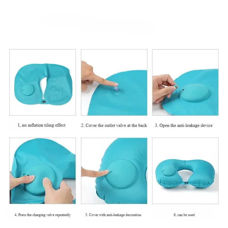 1pc Travel Pillows Airplanes Inflatable Super Light Portable Neck Pillow U-Shape Automatic Inflatable Cervical Vertebr Pillow