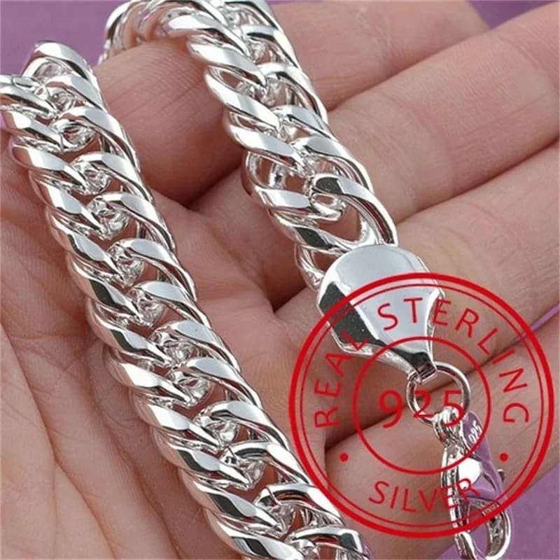 Fine Noble 925 Sterling Silver Solid Chain Bracelet For Women Men Charm Party Gift Wedding party Fashion Jewelry