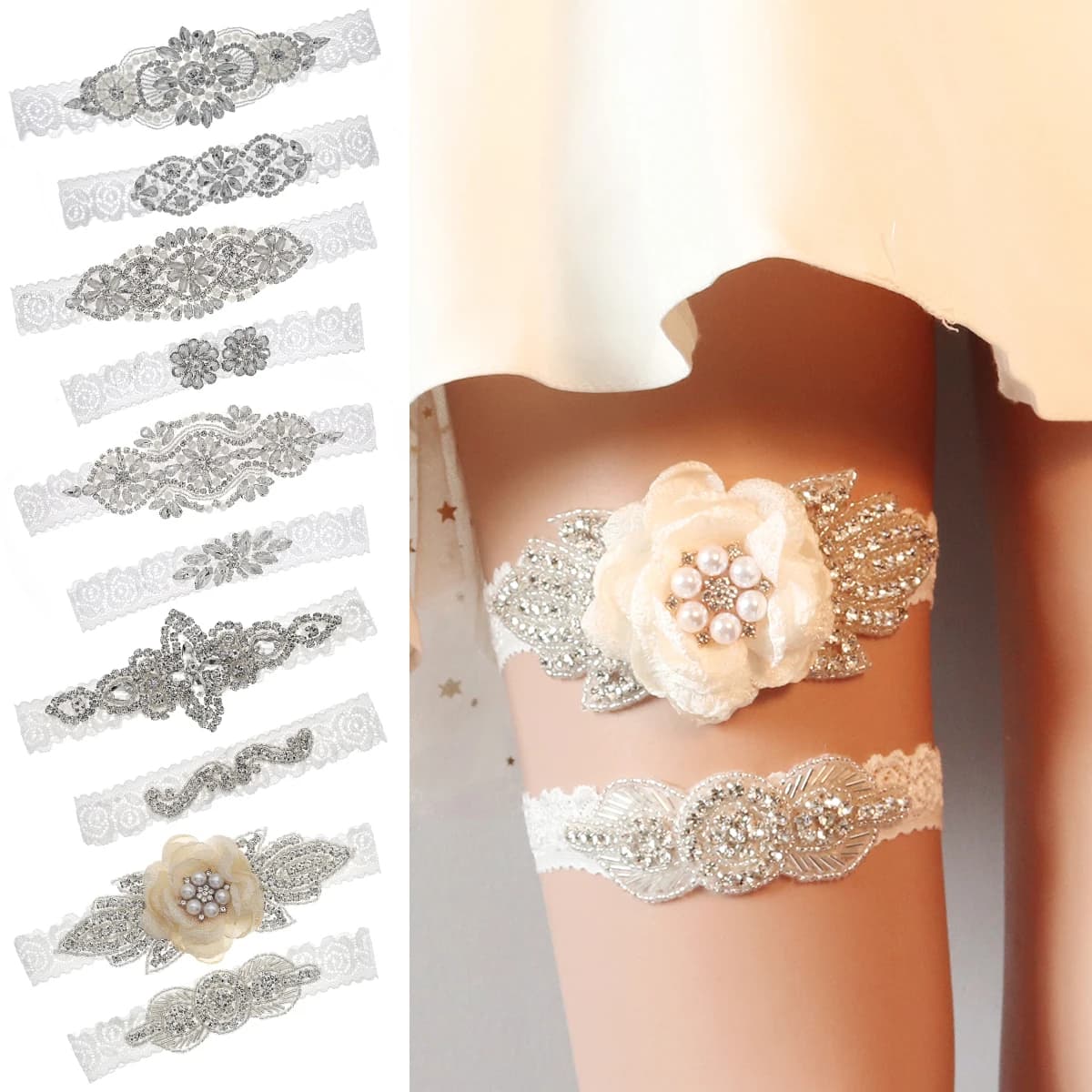 Sexy Fashion Lingerie Wedding Garter Belt Bride Cosplay Party Accessories Bowknot Lace Elastic Leg Ring Bridal Leg Garter