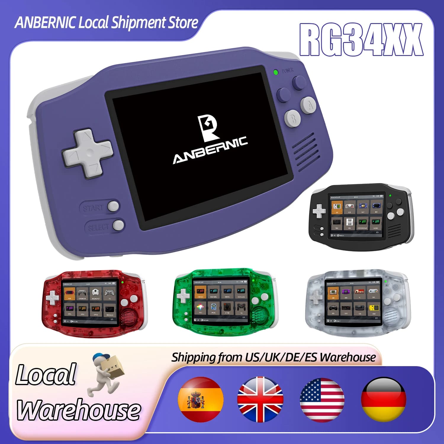 ANBERNIC RG34XX Handheld Game Console Linux 64-bit 3500mAH Bluetooth 3.4” IPS Screen RG 34XX Retro Video Gaming Players PSP