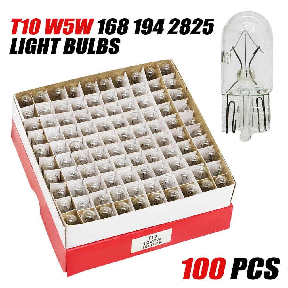 100PCS 194 T10 Clear Wedge Incandescent Instrument Panel Light Bulbs Cars Trucks Motorcycles Instrument Panel Bulb Lamp