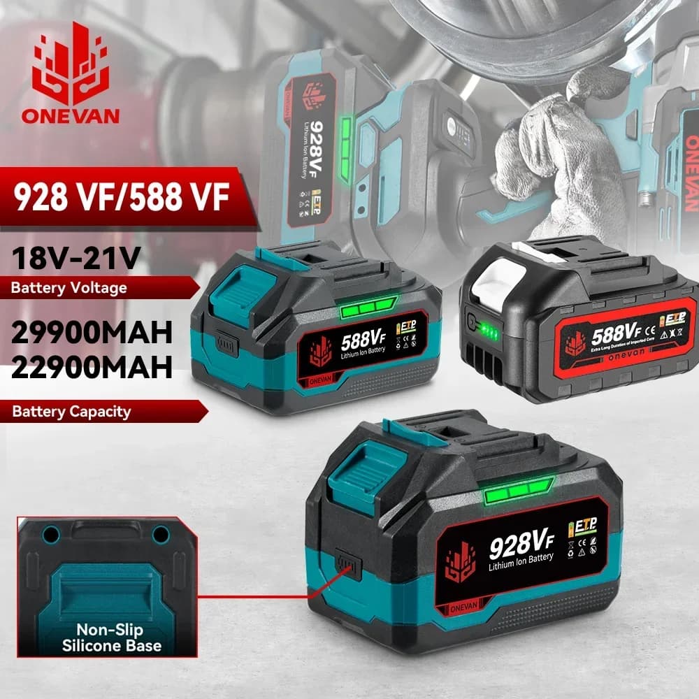 Rechargeable Lithium Battery 22900mAh 29900mAh Battery 588VF Capacity Indicator For 21V 18V Electric Wrench Drill Power Tool