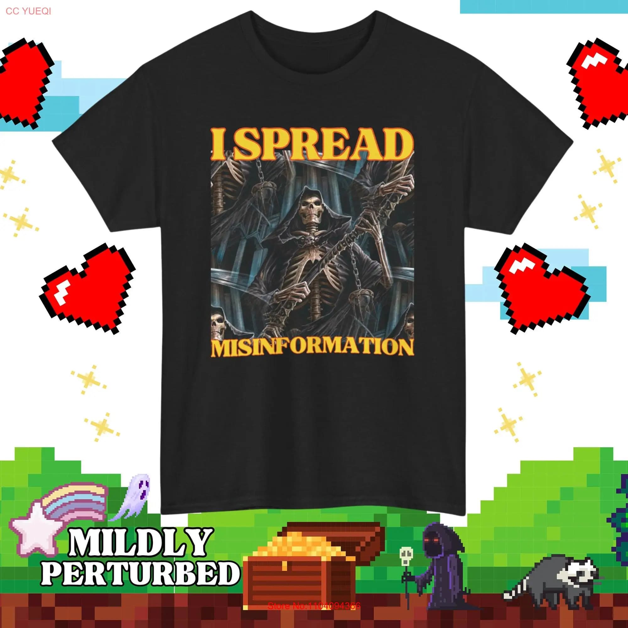 Spread Misinformation Funny Hard Skeleton Meme T shirt Badass Cringe Unhinged Ironic Gen z Cursed tee