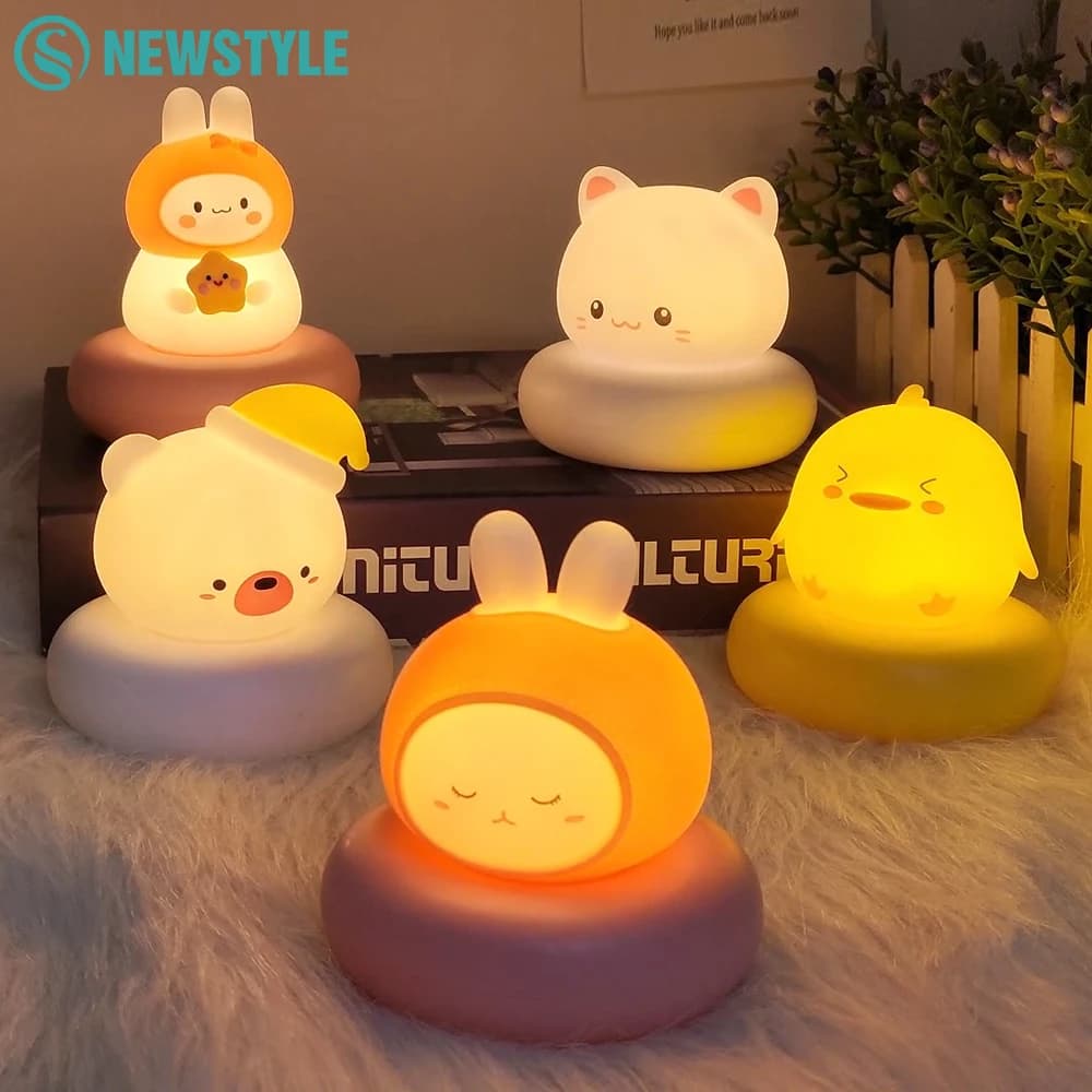 Lovely LED Night Light for Kids 3 Level Dimmable Nursery Sleeping Nightlight Touch Sensor Beside Lamp for Toddler Decor