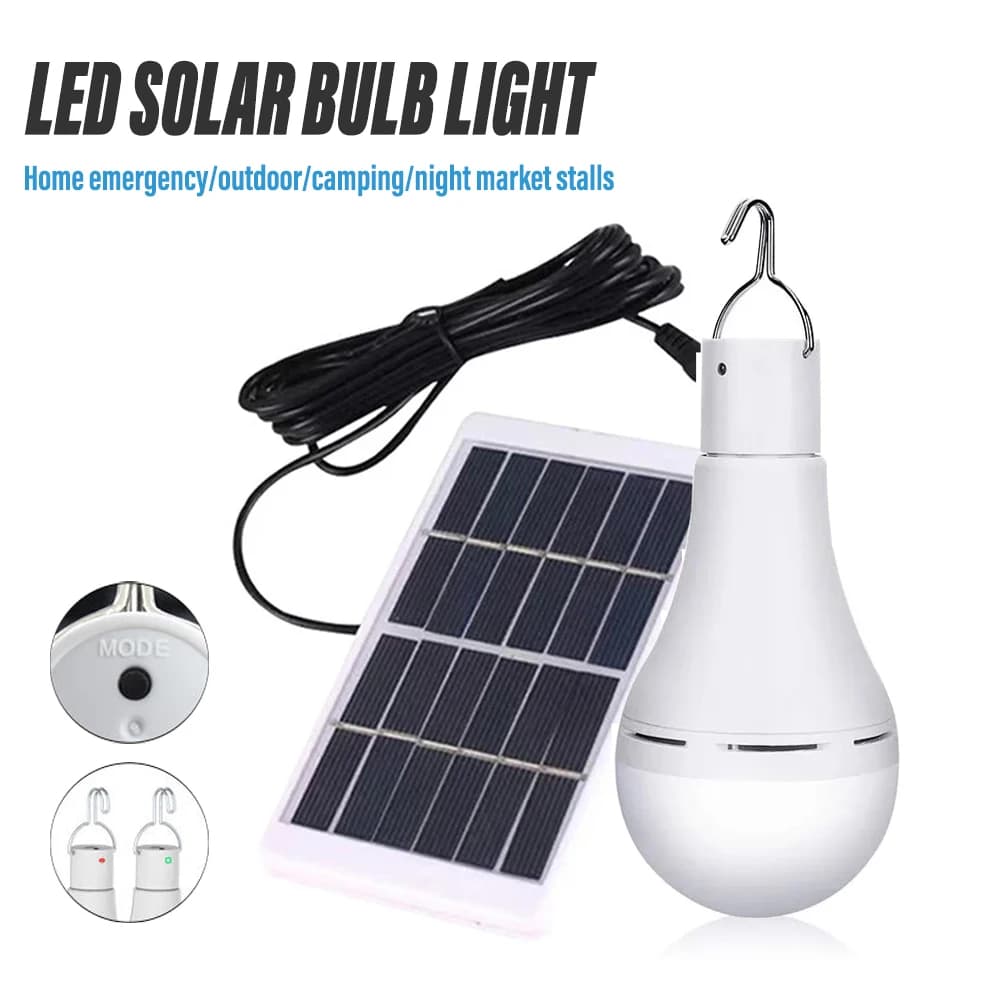 LED Solar Lamp Bulb Outdoor Waterproof Portable Solar Garden Hanging Light Hiking Fishing Emergency Lights