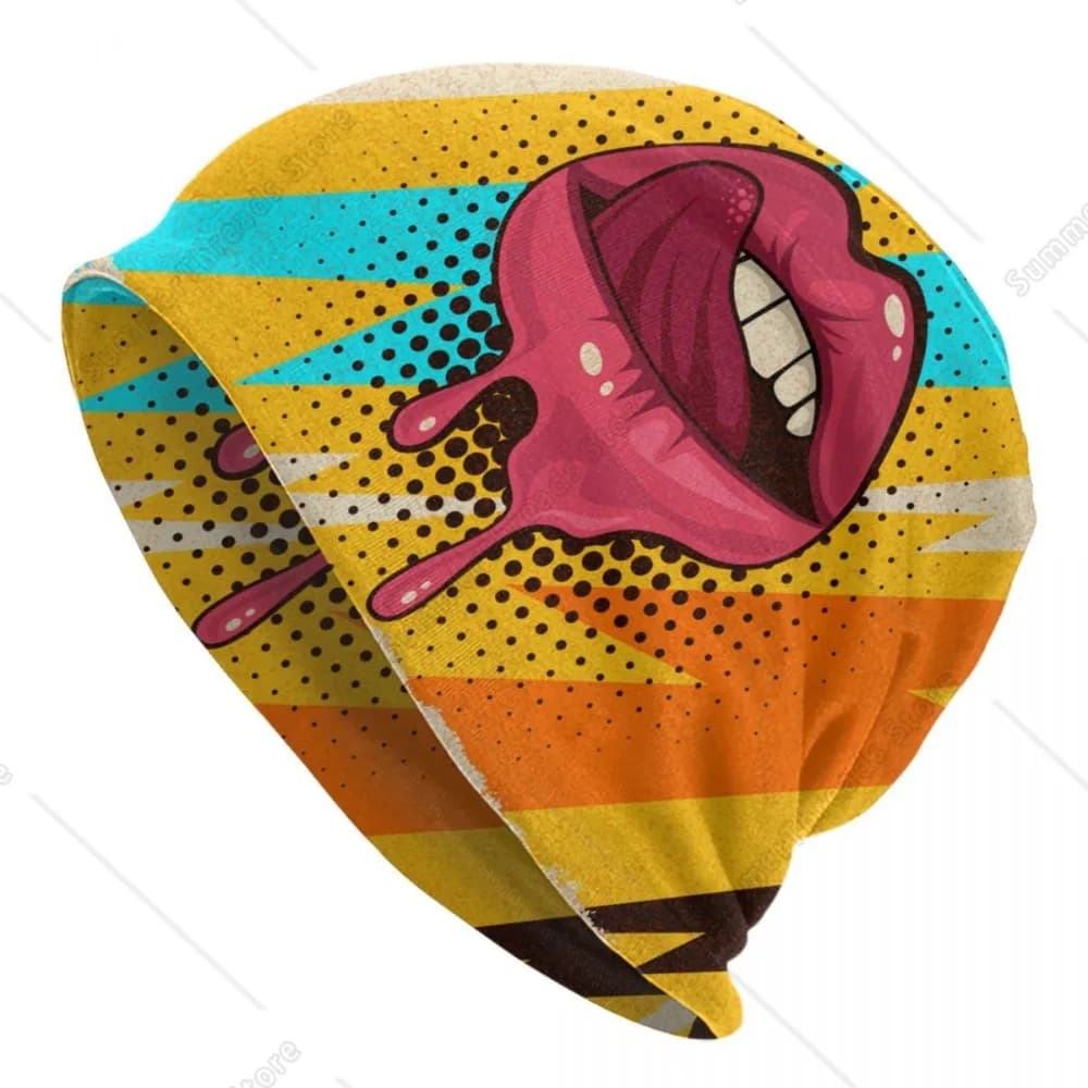 Sweet Sexy Pop Art Lips Skullies Beanies Caps Hip Hop Winter Warm Women Men Knitting Hat Unisex Adult Bonnet Hats