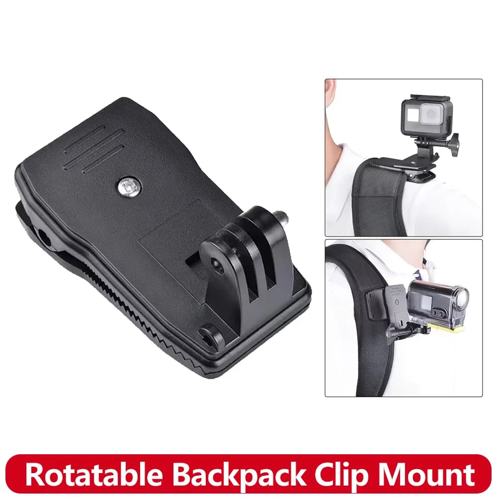 360° Rotatable Backpack Clip Strap Quick Mount For GoPro Hero 13 12 11 10 9 8 SJCAM SJ4000 AKASO Insta360 DJI Osmo Action Camera