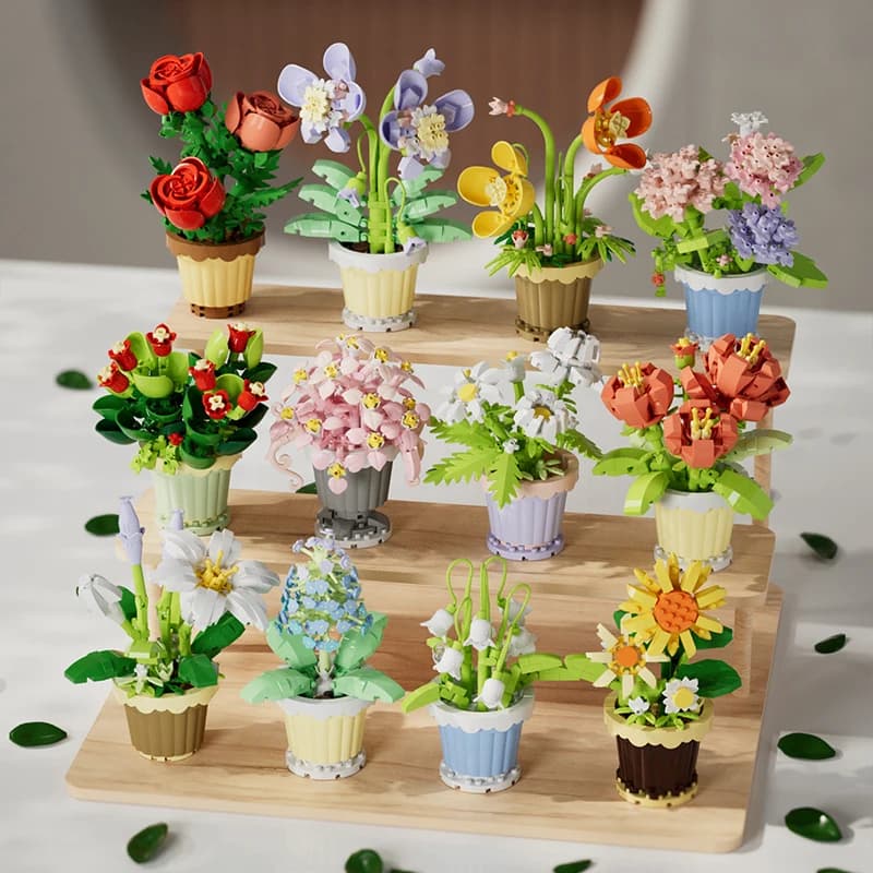 Building block flower potted plant assembly toy decoration micro particle plant potted plant children's toy gift