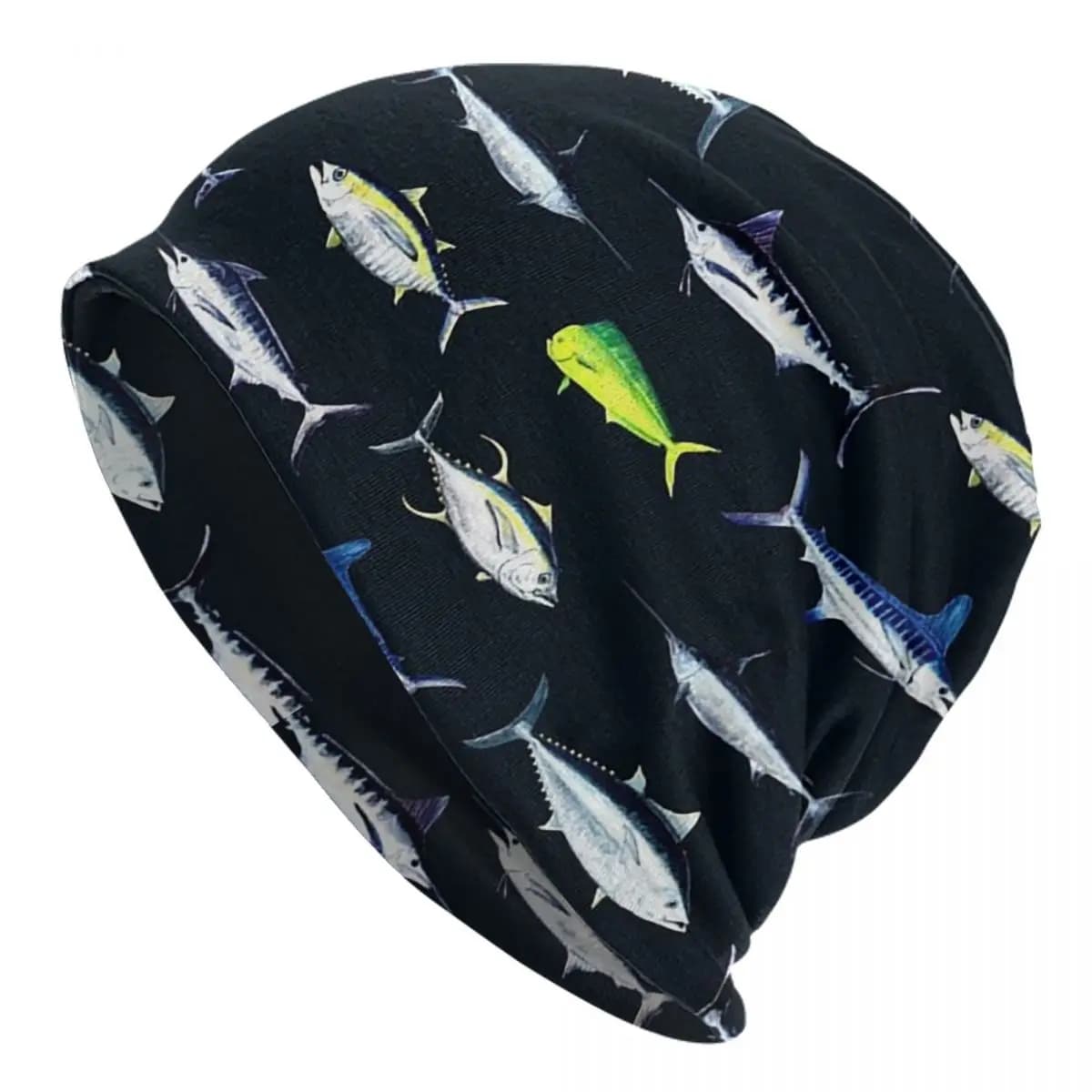 SPORTFISH Pattern Dark Navy Blue BlackYellowfin Tuna Warm Knitted Cap Fashion Bonnet Hat Autumn Winter Outdoor Beanies Hats