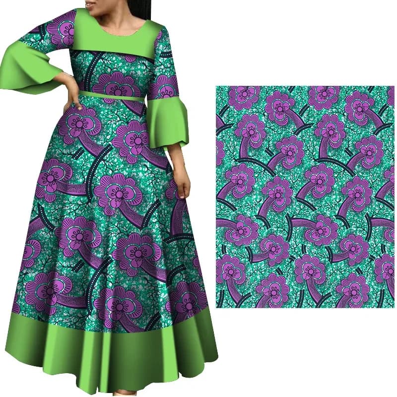 6Yards Africa Farbic 2024 Ankara Polyester Sewing Fabric Dubai Middle East Light Color Material for Women Party Dress