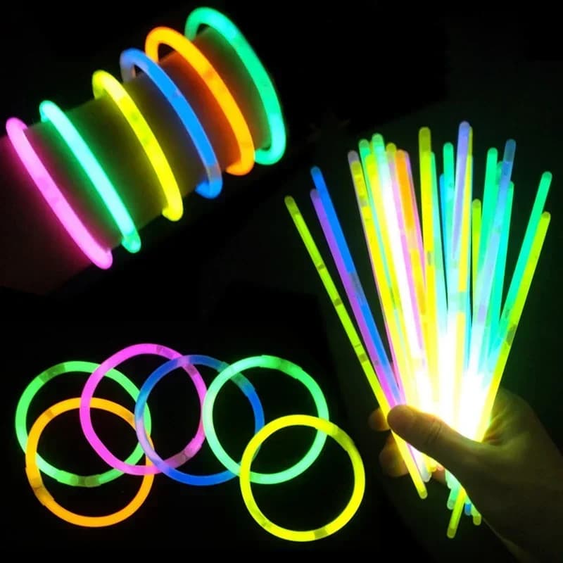 50/100pcs Light Glow Stick Party Supply Necklace Bracelets Wedding Bar Light Stick for Festive Concert Party Logo Printing