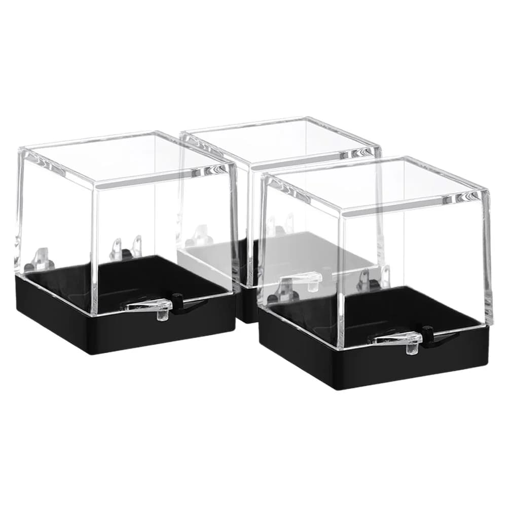 3 Pcs Black Bottom Transparent Specimen Display Box Mineral Sample Case Clear Cases Storage Container Jewelry Packaging Display