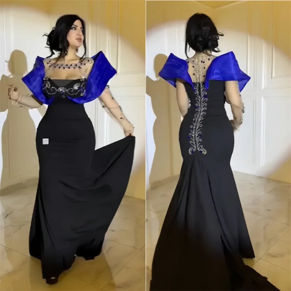 Customized Formal Dress Saudi Arabia Dearin Scoop Neckline Mermaid Floor Length Skirts Open Back Tulle Bead Applique Bespoke Occ