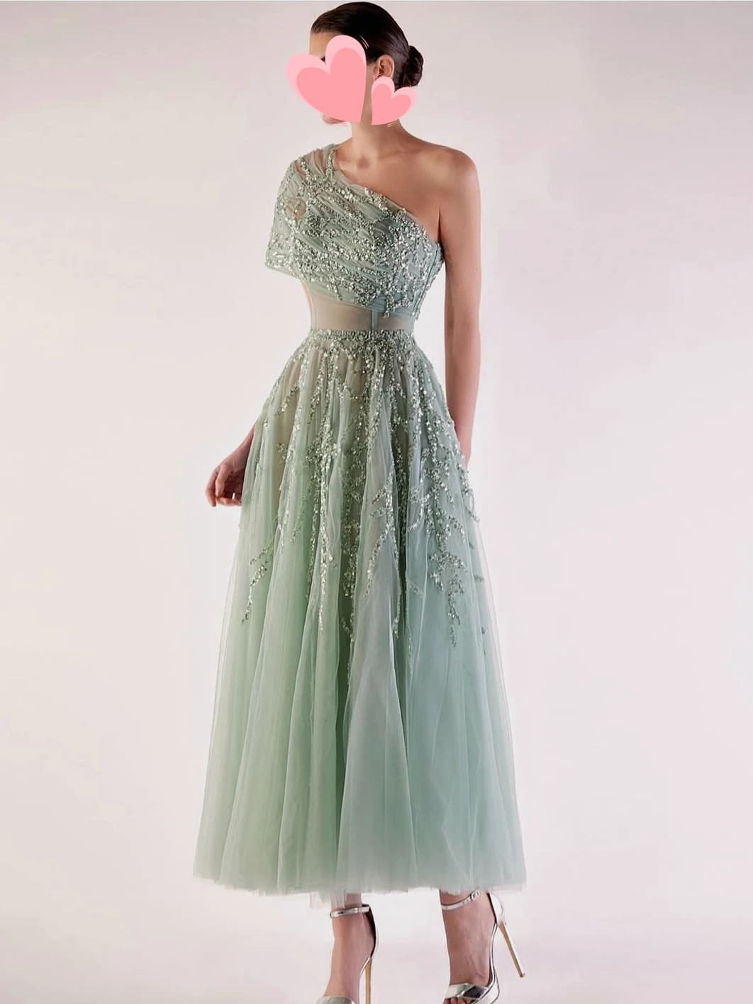 Oisslec Prom Dress Elegant Vintage Sexy Sweet Green Beads One Shoulder Customized Formal Occasion Prom Dress Evening Party Gowns