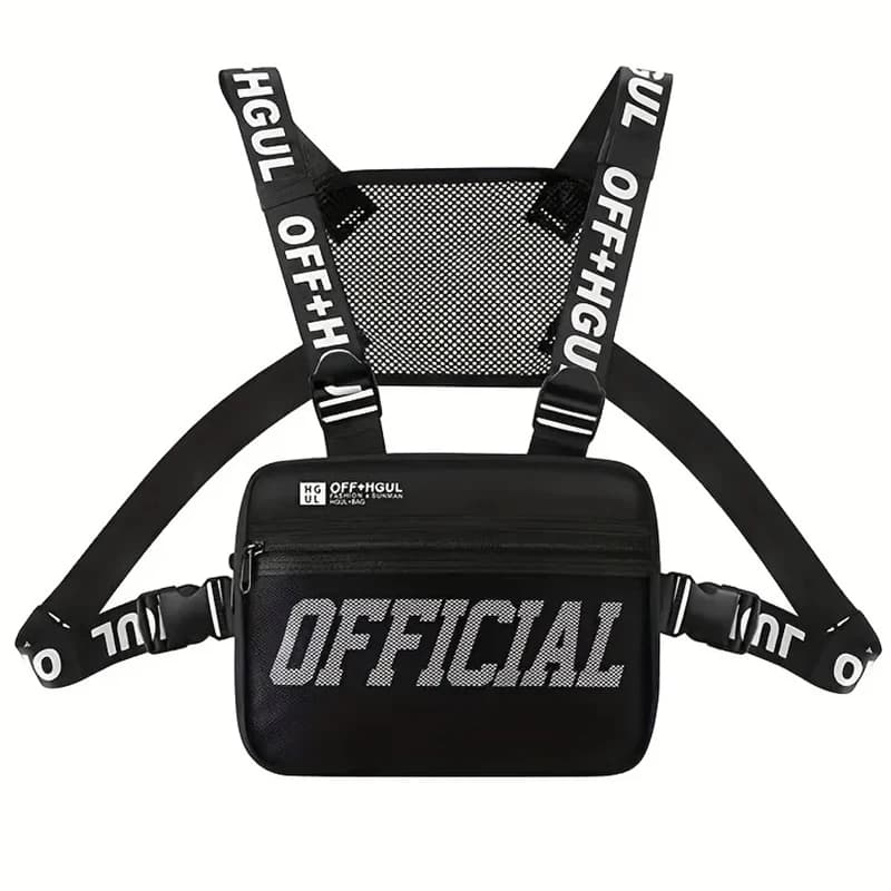 Chest bag, fashionable streetwear, men's hip-hop tactics, double strap chest hanging vest bag, travel, hiking, outdoor sports ba