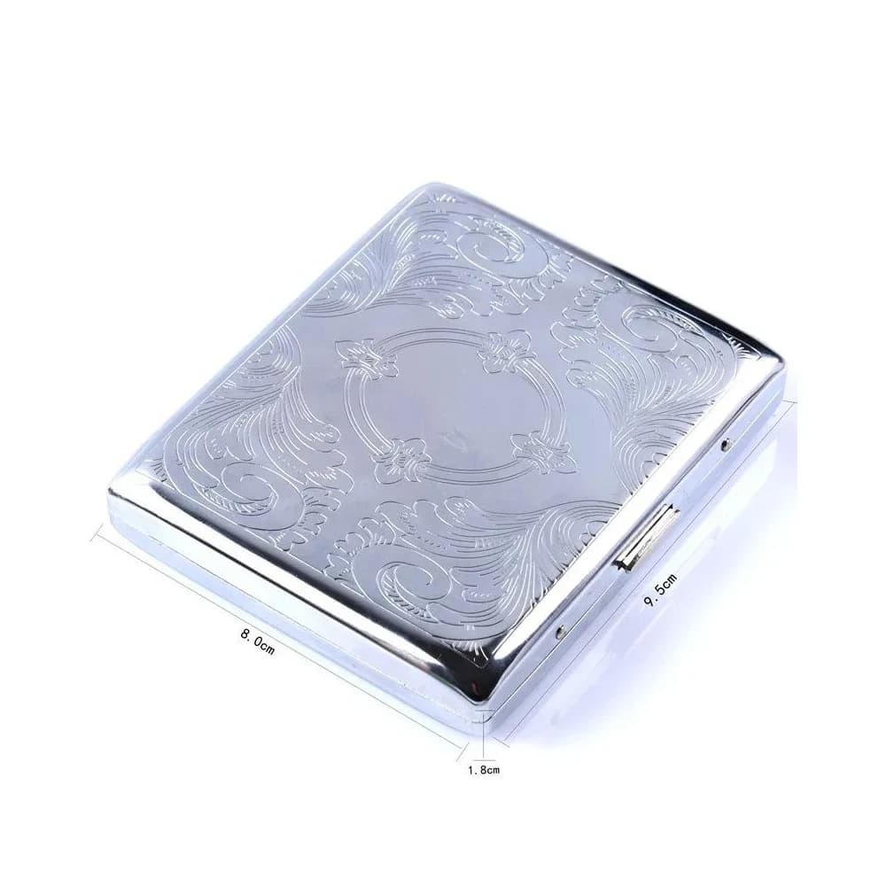 1pcs Silver Portable Metal Cigarette Case for 20 Cigarettes Flip Open Cigarette Storage Box Holder Travel Outdoor Smoking Tools