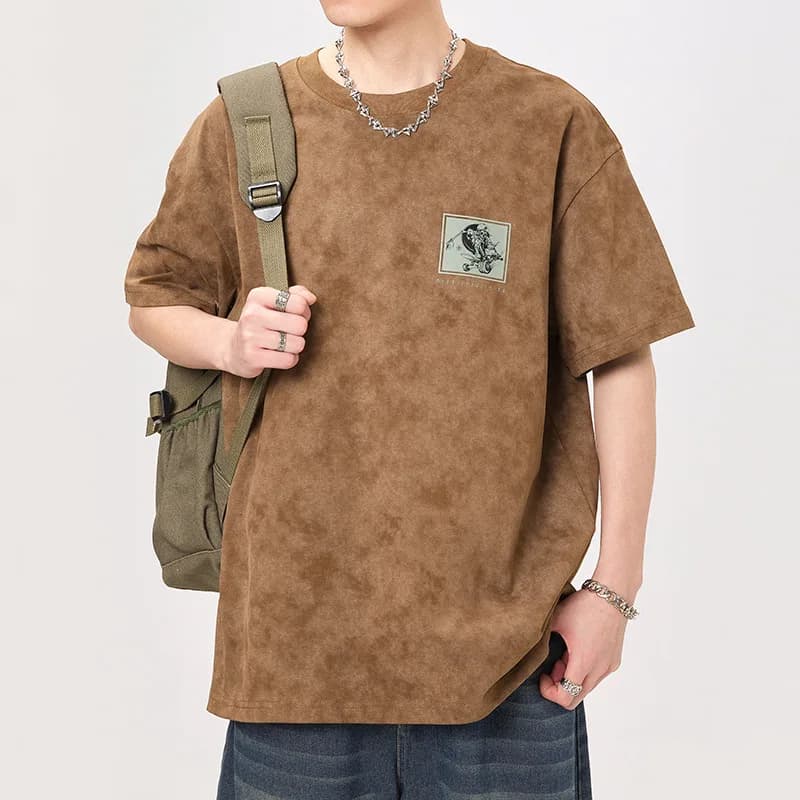 Men's T-shirt 2024 new summer loose size trendy hip hop street fashion elastic breathable versatile top