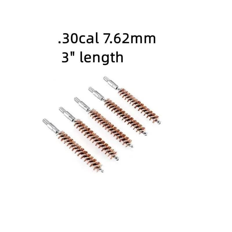Bronze Barrel Cleaning Brush .30cal, 7.62mm Caliber, 3 Inches Long, for Hunting Pistol, Shotgun (5 Pcs.)