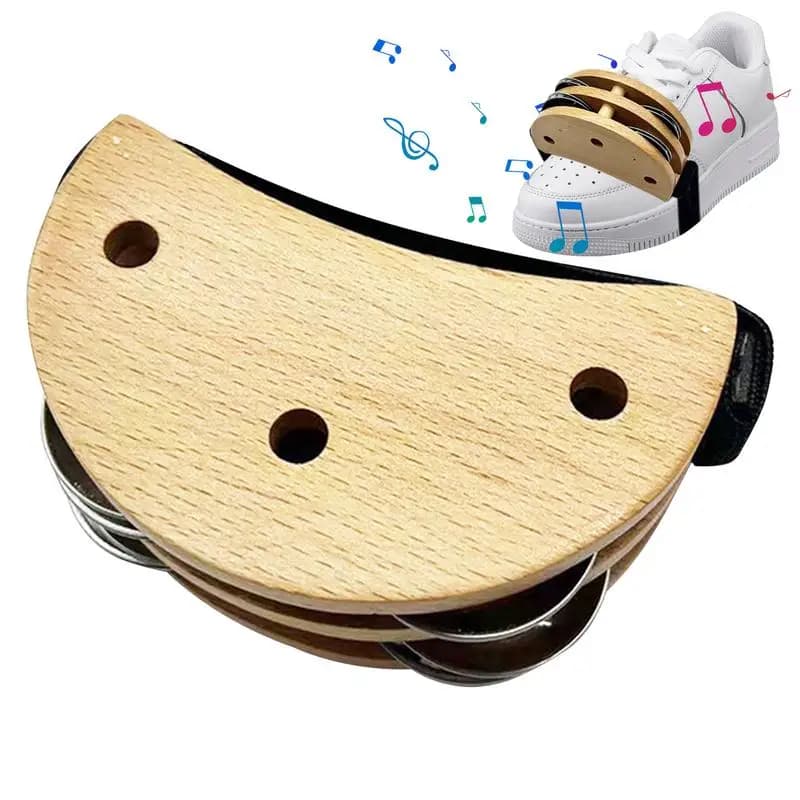 Feet Tambourine Wooden Small Foot Tapping Tambourine Metal Jingle Bell Foot Percussion Shakers Foot Drum Set For Guitar Drum