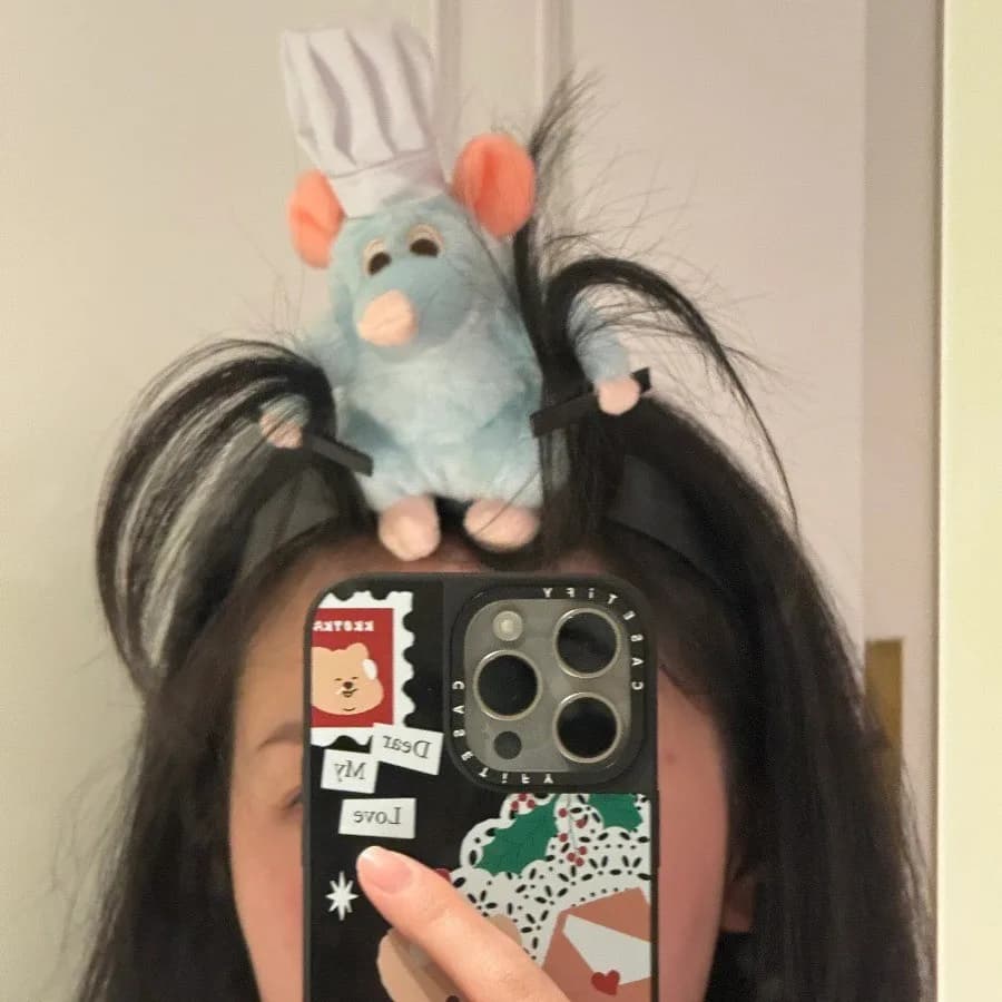 Ratatouille Mouse Head Hairband Capybara Funny Plush Hair Hoop Halloween Decor Capibara Women Hair Band Makeup Headdress Hairpin