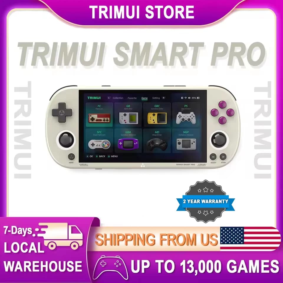 TRIMUI Smart Pro Retro Handheld Game Console – 5000mAh, 4.96" IPS Screen, 30,000+ Games, Portable Video Game Player